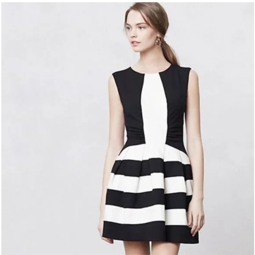 Anthropologie Strata Dress Ponte Fit & Flare By Eva Franco Size 2 - Picture 2 of 8